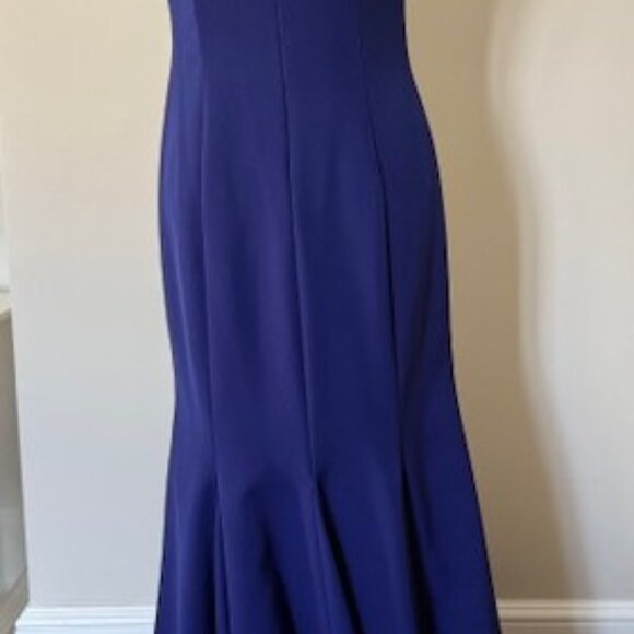 VINCE CAMUTO Cobalt Blue Purple Crystal Embellished Strap Mermaid Gown Dress 6 - Picture 6 of 14